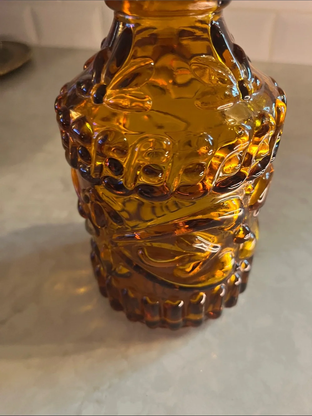 Vintage Amber Glass Jim Beam Decanter Bottle